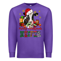 Purple merry christmas heifer cow Premium Sweatshirt - CowGirlArtShop