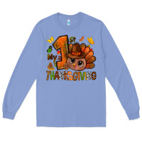 Colony Blue my first thanksgiving with turkey bbs Long Sleeve Tee - BundleAndBundleShop