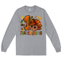 Heather Grey my first thanksgiving with turkey bbs Long Sleeve Tee - BundleAndBundleShop