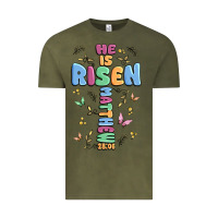 Vintage Olive he is risen cross Vintage Tee - MaliasSmallBusiness