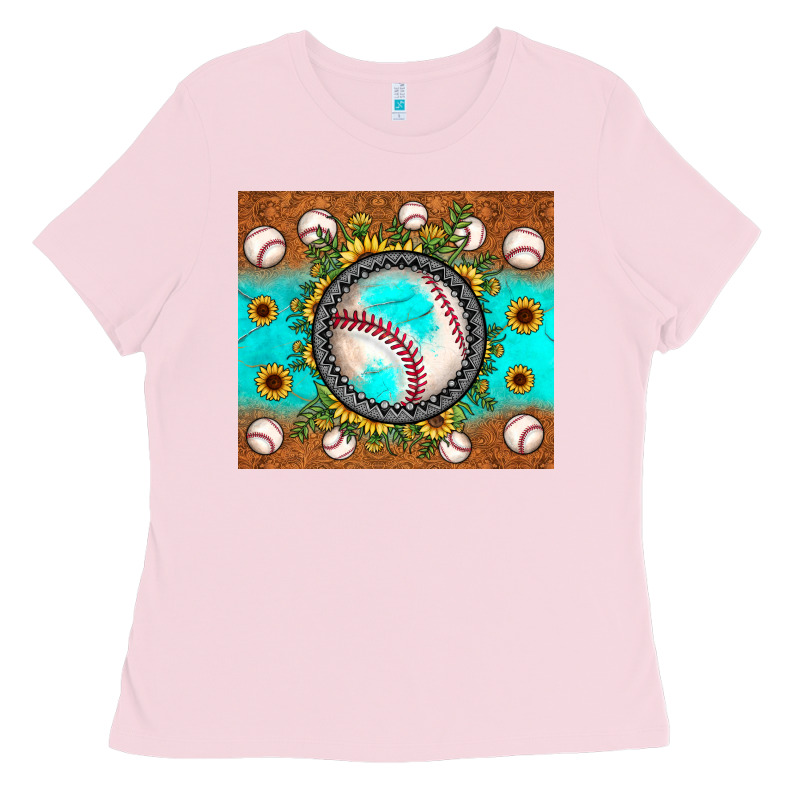 Baseball Turquoise Sunflower Ladies Tee by JahusDesignShop | Teevron