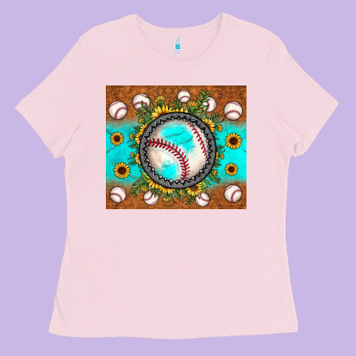 Baseball Turquoise Sunflower Ladies Tee Designed By Jahusdesignshop