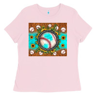 Bubblegum Pink baseball turquoise sunflower Ladies Tee - JahusDesignShop