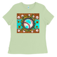 Matcha baseball turquoise sunflower Ladies Tee - JahusDesignShop