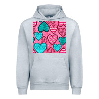 Heather Grey valentines day hearts seamless pattern Urban Hoodie - BundleAndBundleShop