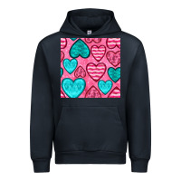 Navy valentines day hearts seamless pattern Urban Hoodie - BundleAndBundleShop