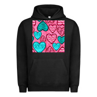 Pigment Black valentines day hearts seamless pattern Urban Hoodie - BundleAndBundleShop
