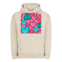 Pigment French Oak valentines day hearts seamless pattern Urban Hoodie - BundleAndBundleShop