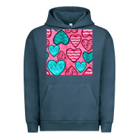 Pigment Midnight Navy valentines day hearts seamless pattern Urban Hoodie - BundleAndBundleShop