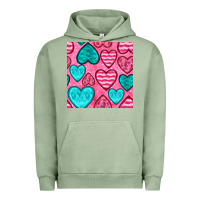 Pigment Oil Green valentines day hearts seamless pattern Urban Hoodie - BundleAndBundleShop