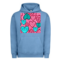 Pigment Pebble Blue valentines day hearts seamless pattern Urban Hoodie - BundleAndBundleShop