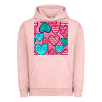 Pigment Salmon valentines day hearts seamless pattern Urban Hoodie - BundleAndBundleShop