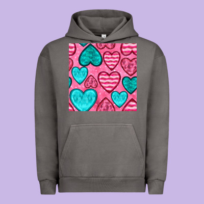 Valentines Day Hearts Seamless Pattern Urban Hoodie Designed By Bundleandbundleshop