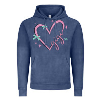 Vintage Denim gigi with heart and ribbons Vintage Hoodie - MaliasSmallBusiness