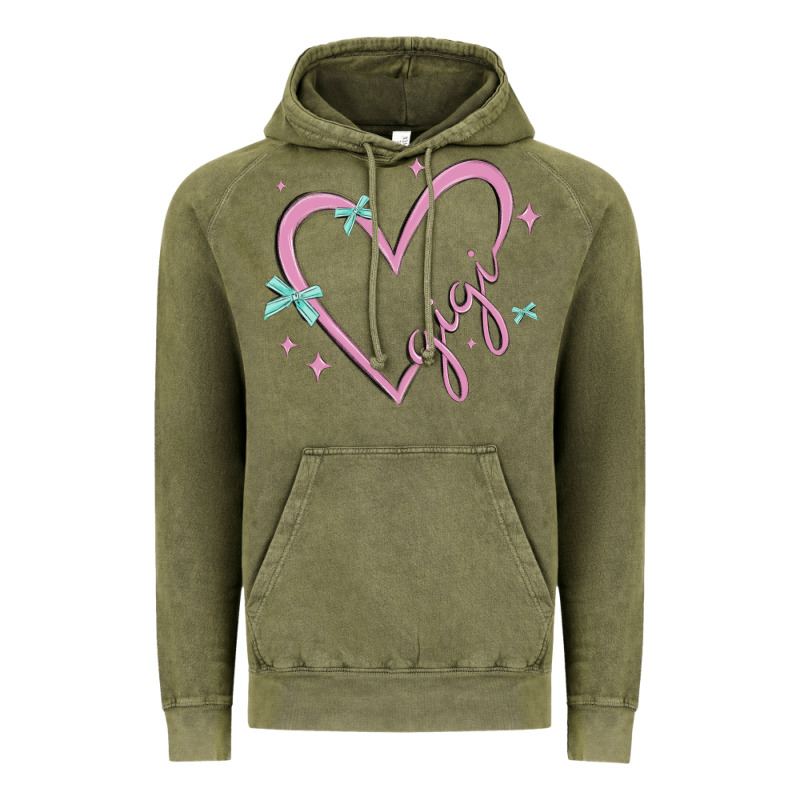 Gigi With Heart And Ribbons Vintage Hoodie by MaliasSmallBusiness | Teevron