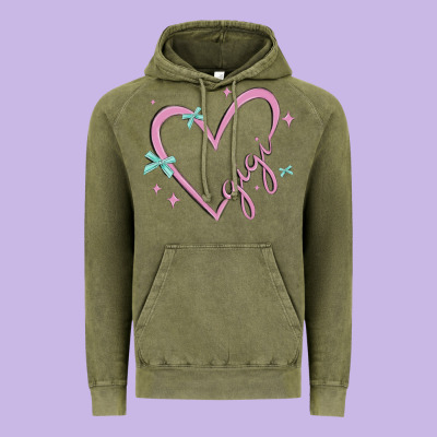 Gigi With Heart And Ribbons Vintage Hoodie Designed By Maliassmallbusiness