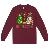 Burgundy tis' the season american football christmas cakes bbs Long Sleeve Tee - BundleAndBundleShop