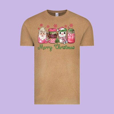 Pink  Merry Christmas Coffee Vintage Tee Designed By Jahusdesignshop
