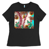 Black baseball leopard turquoise cactus sunflower Ladies Tee - JahusDesignShop