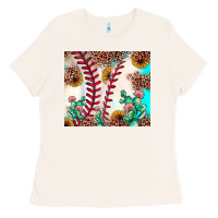 Bone baseball leopard turquoise cactus sunflower Ladies Tee - JahusDesignShop