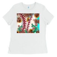 White baseball leopard turquoise cactus sunflower Ladies Tee - JahusDesignShop
