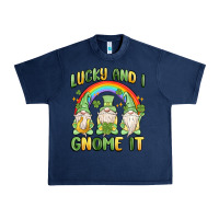 Navy lucky and i gnome it Urban Heavy Tee - MaliasSmallBusiness