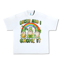 White lucky and i gnome it Urban Heavy Tee - MaliasSmallBusiness