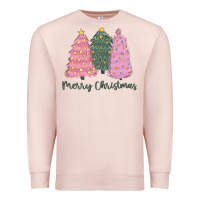 Pale Pink merry christmas trees Premium Sweatshirt - CowGirlArtShop