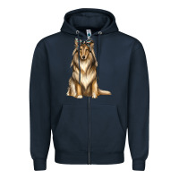 Navy collie with bandanna Zipper Hoodie - texasbilliewilder