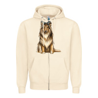 Sandshell collie with bandanna Zipper Hoodie - texasbilliewilder