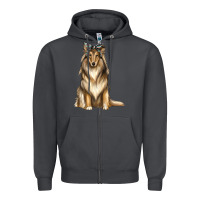 Smoke collie with bandanna Zipper Hoodie - texasbilliewilder