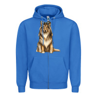 Collie With Bandanna Zipper Hoodie | Teevron