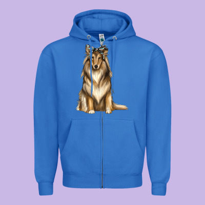 Collie With Bandanna Zipper Hoodie Designed By Texasbilliewilder