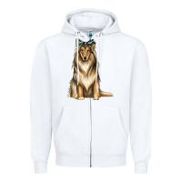 White collie with bandanna Zipper Hoodie - texasbilliewilder