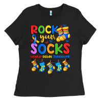 Black rock your  world down syndrome Ladies Tee - Artiststas