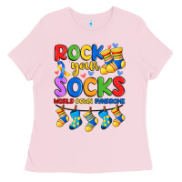 Bubblegum Pink rock your  world down syndrome Ladies Tee - Artiststas
