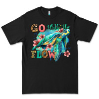 Black go with the flow floral turtle Premium Tee - Jasminsmagicworld