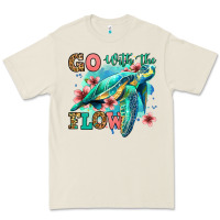 Bone go with the flow floral turtle Premium Tee - Jasminsmagicworld