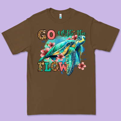 Go With The Flow Floral Turtle Premium Tee Designed By Jasminsmagicworld