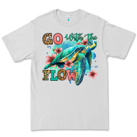 Dove Grey go with the flow floral turtle Premium Tee - Jasminsmagicworld
