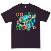 Plum go with the flow floral turtle Premium Tee - Jasminsmagicworld