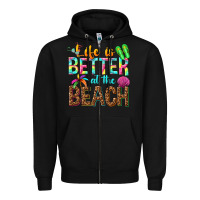Black Life is better at the beach Zipper Hoodie - NancyCooperArtShop
