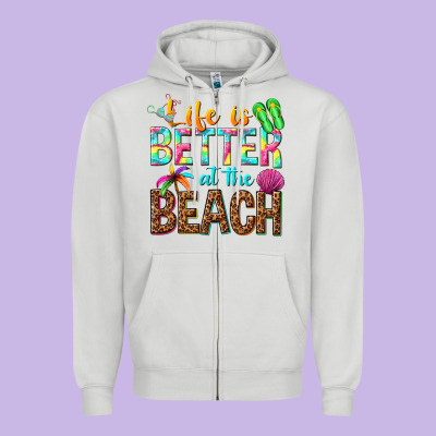 Life Is Better At The Beach Zipper Hoodie Designed By Nancycooperartshop