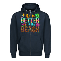 Navy Life is better at the beach Zipper Hoodie - NancyCooperArtShop