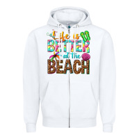 White Life is better at the beach Zipper Hoodie - NancyCooperArtShop