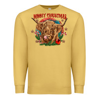 Antique Gold mooey christmas Premium Sweatshirt - CowGirlArtShop