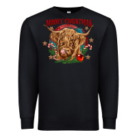 Black mooey christmas Premium Sweatshirt - CowGirlArtShop