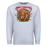 Heather Grey mooey christmas Premium Sweatshirt - CowGirlArtShop