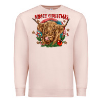 Pale Pink mooey christmas Premium Sweatshirt - CowGirlArtShop