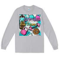 Moon Dust gym hair don't care clasp and water bottle with glitter seamless patte Long Sleeve Tee - BundleAndBundleShop